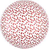 Сфера с конфетти кружки красный (56 см)