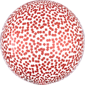 Сфера с конфетти квадраты красный (56 см)
