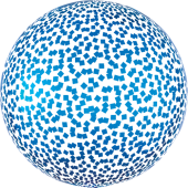 Сфера с конфетти квадраты синий (56 см)